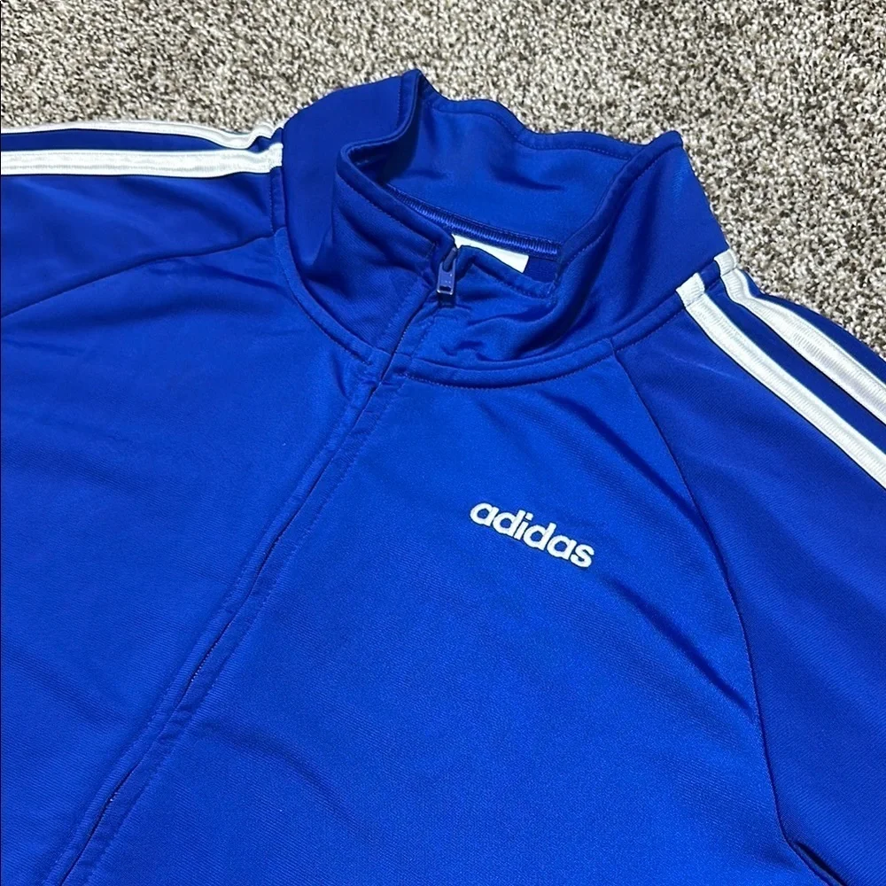 Adidas Royal Blue Track Jacket with White Stripes kids youth 14/16